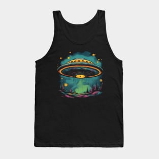 Flying Saucer Ufo Colorful Vintage Style Tank Top